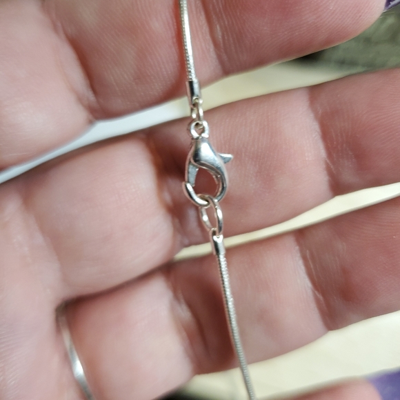 Sale AZURITE SLIDE CHARM with snake chain STERLING SILVER VINTAGE EXCELLENT - Picture 9 of 10